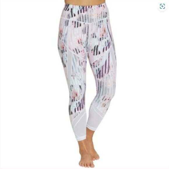 Calia by Carrie‎ Underwood Floral Luster Pastel Stripe Mesh Legging Size M - Picture 2 of 10